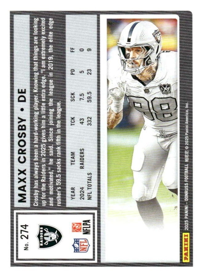 2025 Donruss #274 Maxx Crosby NMMT LV Raiders - Image 2