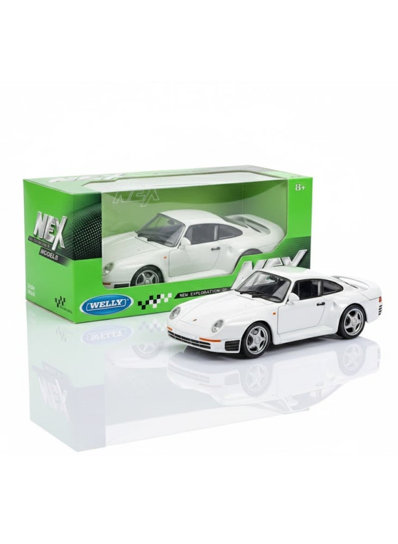 ويلي سيارة بورش 959 مصبوبة بمقياس 1:24 - بيضاء - Image 3