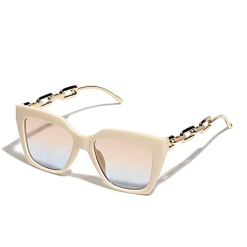 Haute Sauce White Frame Gold stem Cat eye Sunglasses For Women and Girls | Gradient Lens Cateye Sunglasses | Shades, Goggles, Glares, Glases, Frames, Chasma for Women | accessories for women - Image 1