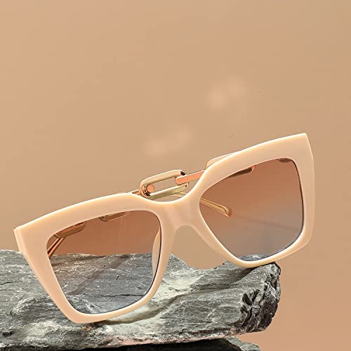 Haute Sauce White Frame Gold stem Cat eye Sunglasses For Women and Girls | Gradient Lens Cateye Sunglasses | Shades, Goggles, Glares, Glases, Frames, Chasma for Women | accessories for women - Image 2