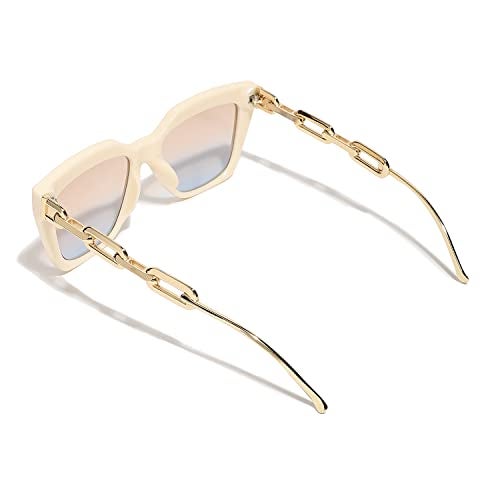 Haute Sauce White Frame Gold stem Cat eye Sunglasses For Women and Girls | Gradient Lens Cateye Sunglasses | Shades, Goggles, Glares, Glases, Frames, Chasma for Women | accessories for women - Image 4