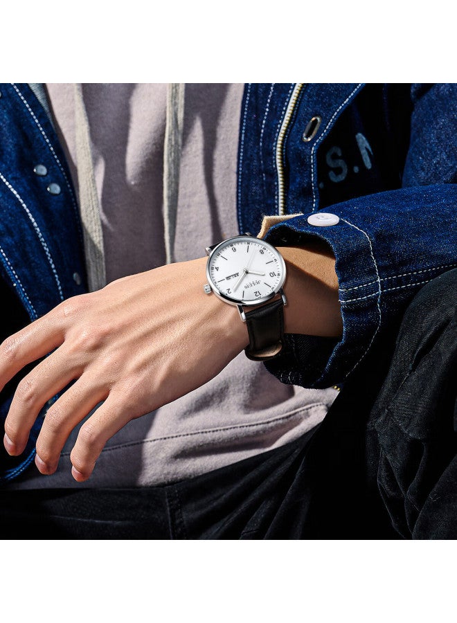 Julius Watch For Men, New Style, Suitable For Middle And High School Students, Exam Calendar Quartz Watch With Black Strap And White Dial Ja-1516ma - Image 5