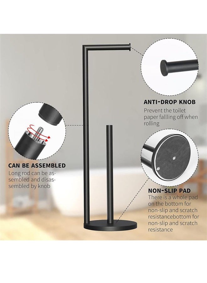 Generic Freestanding Bathroom Spare Toilet Paper Holder, Holds 3-4 Rolls of Toilet Paper, Rustproof Black Stainless Steel, Floor Standing  - Image 3