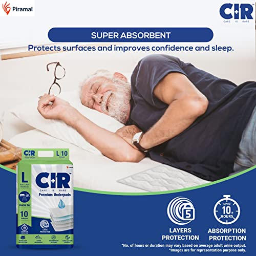 CIR Premium Underpads,Large (90X60Cm) I 10 Hrs Absorption Protection I 10 Units I Waterproof I Protects Surfaces from Incontinence I Super Soft Polymer X Pack of 2,Adult - Image 2