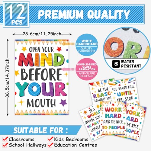 gisgfim 12pcs Classroom Motivational Poster Colorful Educational Poster Positive Quote Bulletin Board Inspirational Classroom Decorations for Elementary Middle High School Growth Mindset Wall Supplies - Image 3