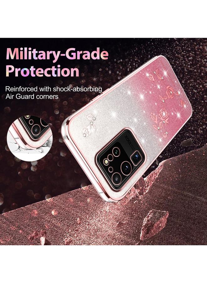 إيروريكس جراب لهاتف Samsung Galaxy S20 Ultra، جراب هاتف شامل بنقشة زهور لامعة متدرجة اللون - Image 4