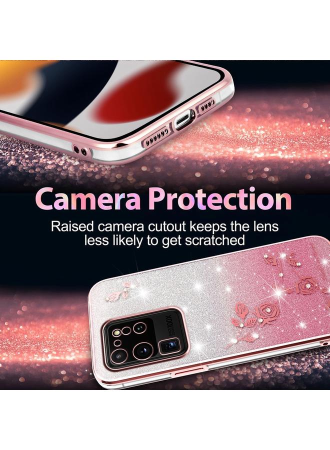 إيروريكس جراب لهاتف Samsung Galaxy S20 Ultra، جراب هاتف شامل بنقشة زهور لامعة متدرجة اللون - Image 5