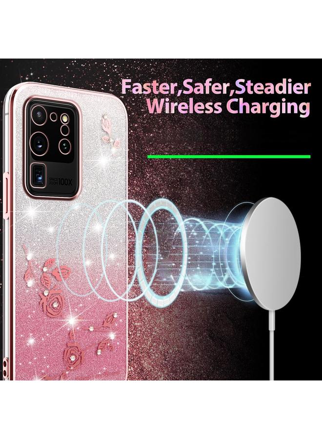 إيروريكس جراب لهاتف Samsung Galaxy S20 Ultra، جراب هاتف شامل بنقشة زهور لامعة متدرجة اللون - Image 3