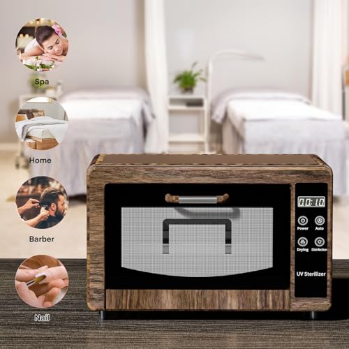 Yofuly Nail Tool Cleaner for Esthetician, 10L Large Capacity Hot Air Cleaning Cabinet for Nail Tools, Multi-Functional Storage Box for Home, Barbers, Beauty Salons, and Spas (Wood grain) - Image 2
