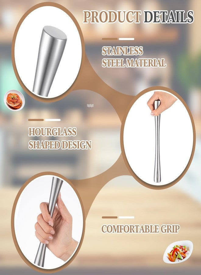 Honeydak 2 Pcs Stainless Steel Sauerkraut Pounder 9.4" Kimchee Pounder Tamper Vegetable Fermentation Tamper for Mason Jars Sauerkraut Crock Cabbage Pickle Fermenting Food Tool - Image 3