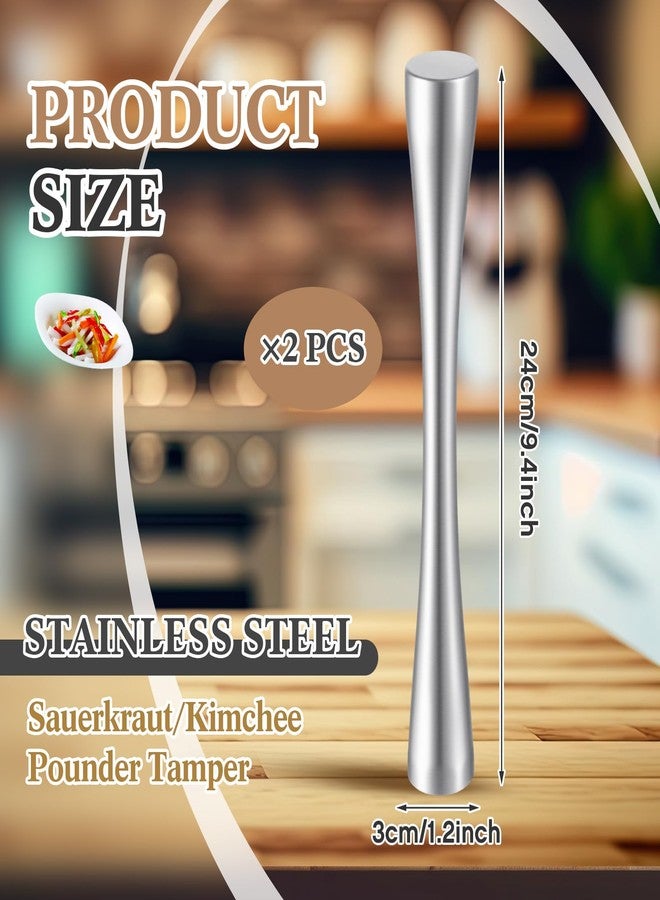 Honeydak 2 Pcs Stainless Steel Sauerkraut Pounder 9.4" Kimchee Pounder Tamper Vegetable Fermentation Tamper for Mason Jars Sauerkraut Crock Cabbage Pickle Fermenting Food Tool - Image 2