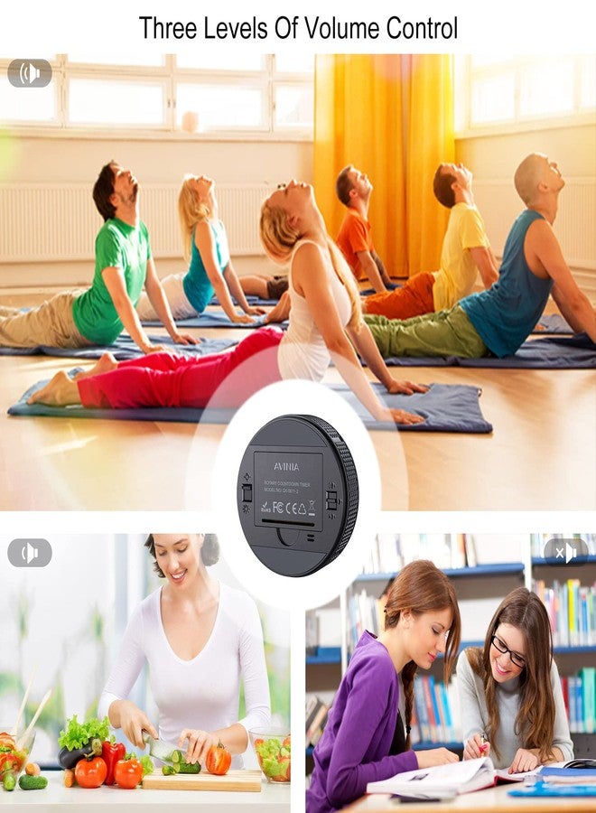 AVINIA Digital Kitchen Timers, Visual timers Large LED Display Magnetic Countdown Countup Timer for Classroom Cooking Fitness Baking Studying Teaching, Easy for Kids and Seniors Black - Image 5