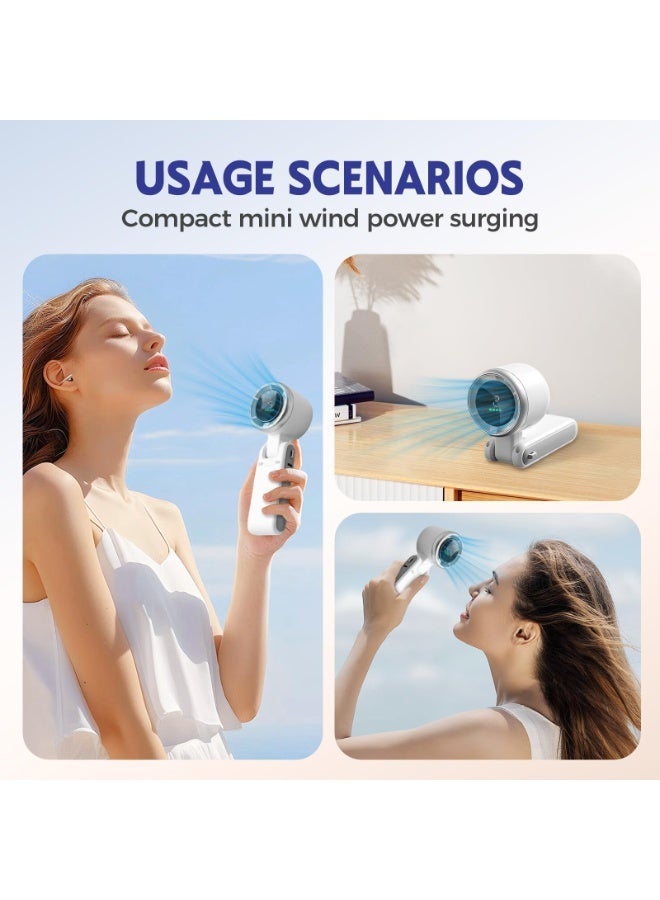Portable Handheld Turbo Fan | 5-Speed Foldable USB Rechargeable Mini Fan | 1800mAh Battery Operated Personal Pocket Fan for Travel, Outdoor, Home & Office | - Image 4