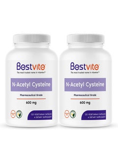 BESTVITE Nacetyl Cysteine 600Mg (Nac) (120 Vegetarian Capsules) (120 X 2) No Stearates Vegan No Fillers No Silica No Gelatin Gluten Free Non Gmo  - Image 1