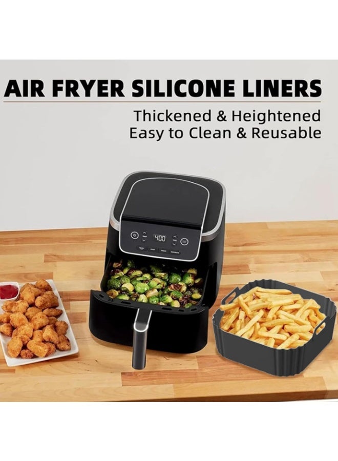 EHOME Silicone Liners Square for Air Fryer,  Non-stick Food-grade Reusable Basket Silicone Pot Baking Tray Airfryer Accessories, Top Size 8 inches, Bottom Size 7 inches(Black) - Image 2