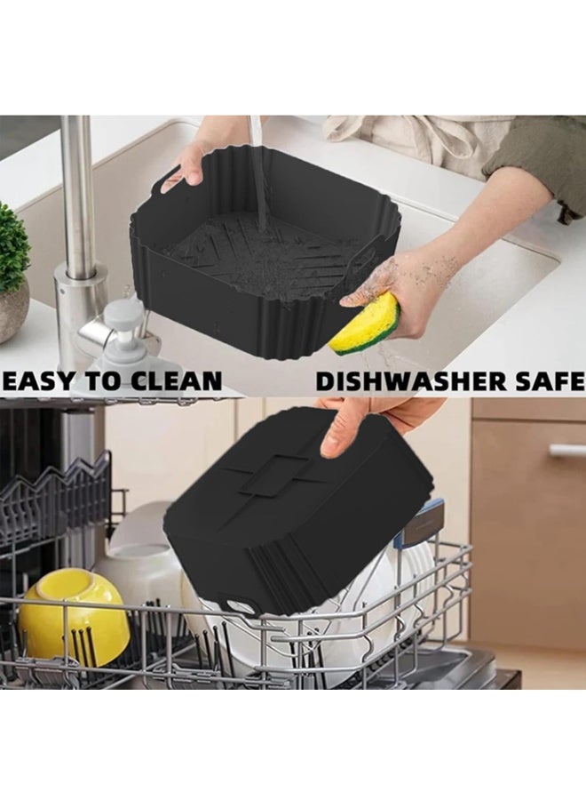 EHOME Silicone Liners Square for Air Fryer,  Non-stick Food-grade Reusable Basket Silicone Pot Baking Tray Airfryer Accessories, Top Size 8 inches, Bottom Size 7 inches(Black) - Image 4