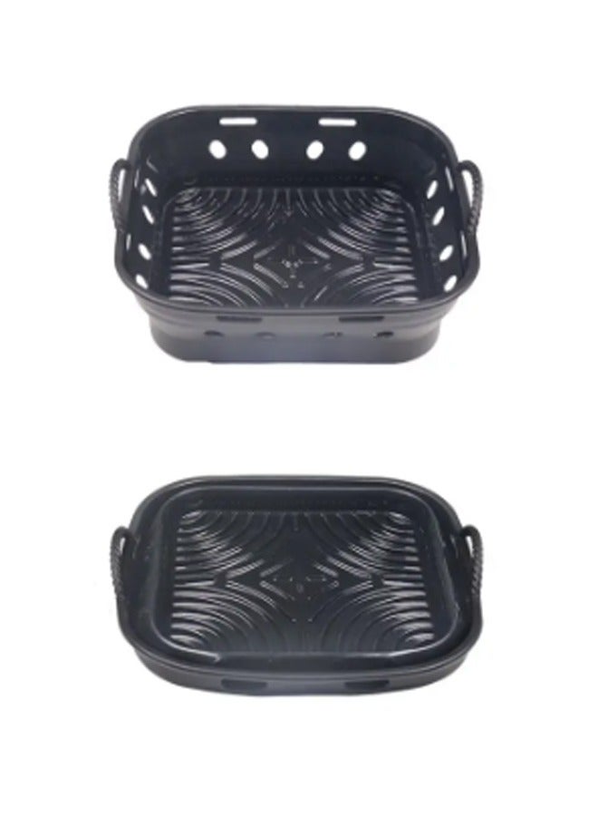 EHOME Silicone Liners Square for Air Fryer,  Non-stick Food-grade Reusable Basket Silicone Pot Baking Tray Airfryer Accessories, Top Size 8 inches, Bottom Size 7 inches(Black) - Image 1