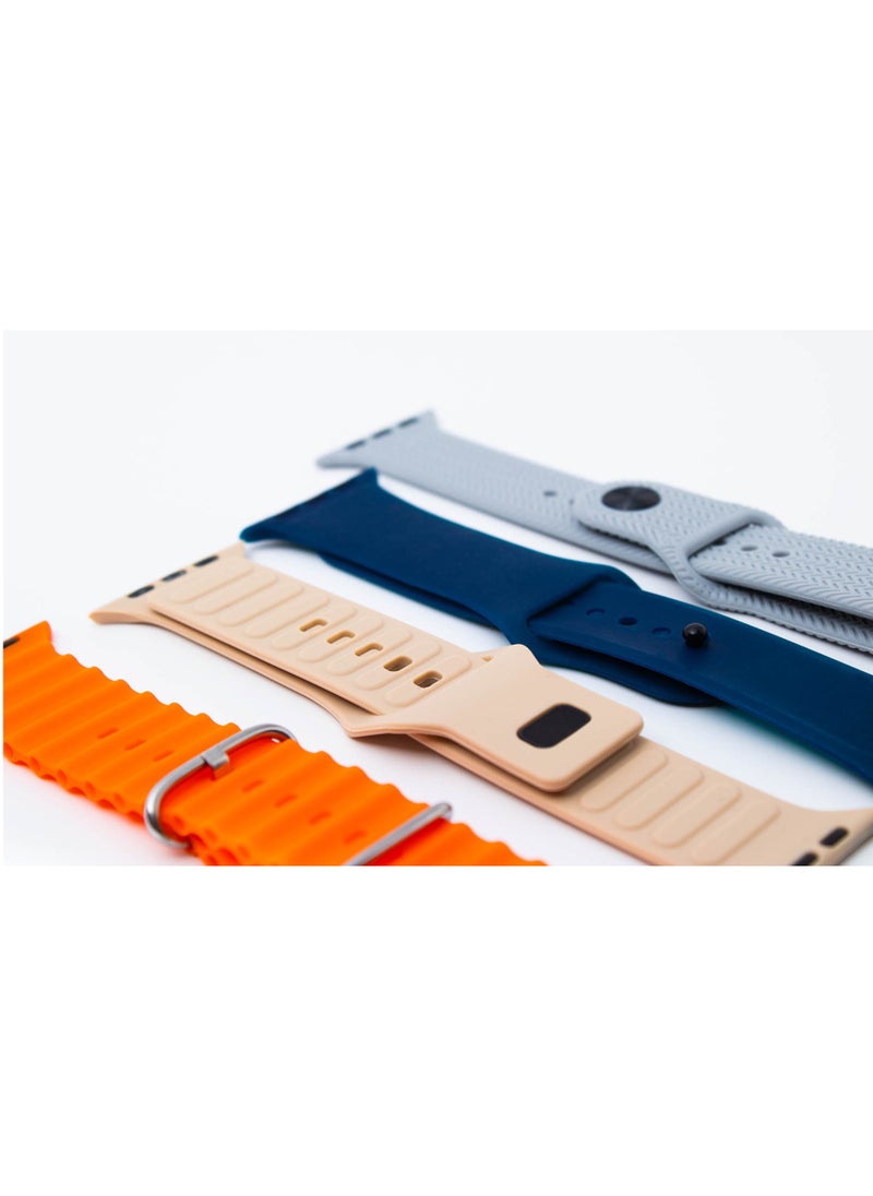 Ultra - Smart Watch T20 ULTRA2 Version 2 4 in 1 Calories Receive Messages and Calls Support Arabic Language Comes with 4 Extra Straps Size 49 MM - Multi Color - Image 1
