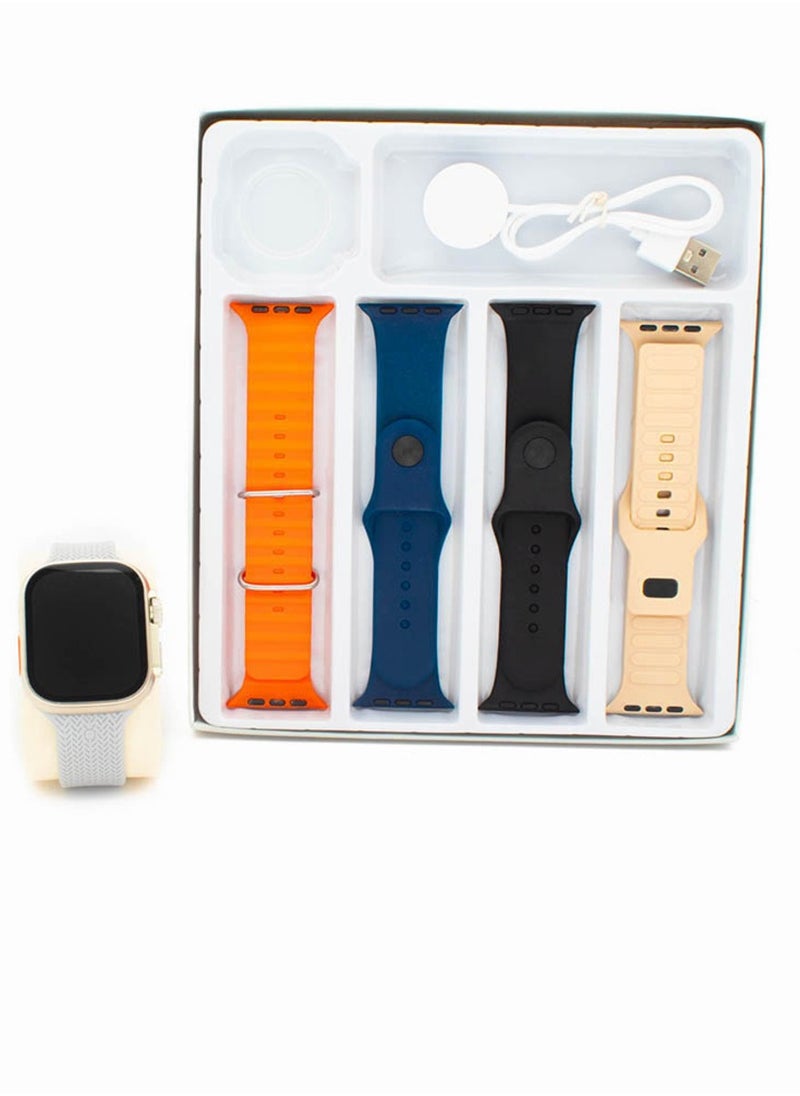 Ultra - Smart Watch T20 ULTRA2 Version 2 4 in 1 Calories Receive Messages and Calls Support Arabic Language Comes with 4 Extra Straps Size 49 MM - Multi Color - Image 1