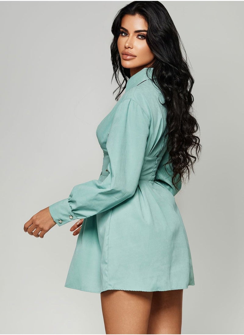 انيتاس فستان ميني باربطة امامية - Image 2