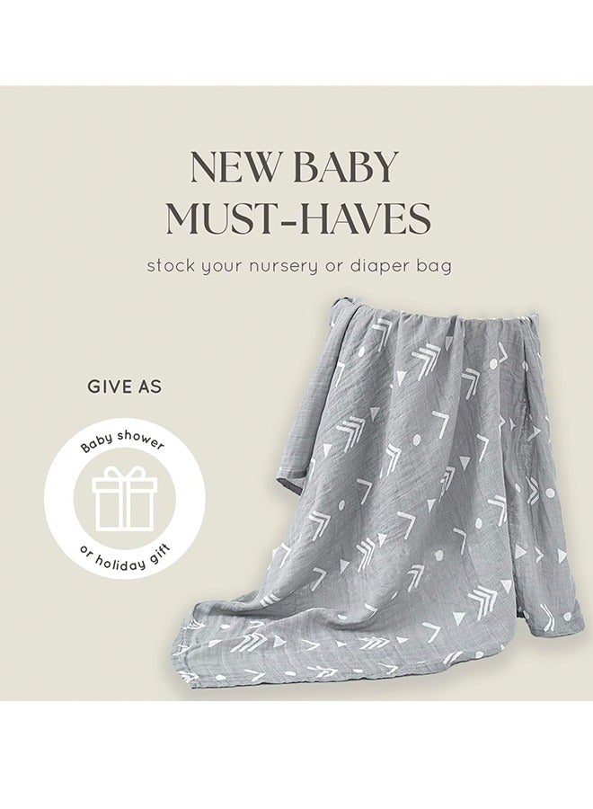 LCAREMOM 3 Pack 120 X 110cm Baby Swaddle Blanket, Unisex Newborn Wrap, Breathable and Skin-Friendly Cotton Ideal Newborn Infant Swaddling Set, Muslin Swaddle Blankets Receiving Blankets Neutral for Boys and Girls  - Image 2
