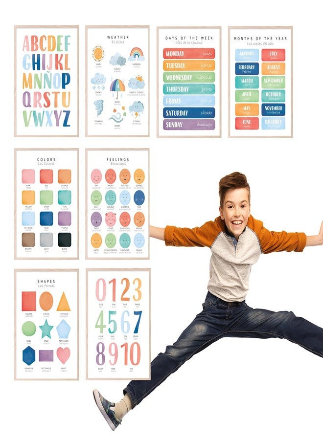 BigWig Prints Bilingual Educational Posters - Spanish and English Learning Posters for Toddlers, Preschool Classroom Decorations, Kids Educational Wall Art - Unframed Set of 8 (8x10) - Image 4