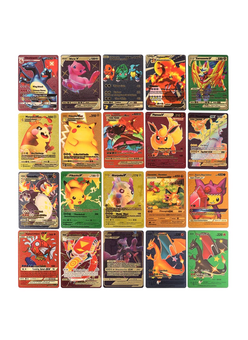 Pokemon - Gold color foiled New Design Set (55 pcs Stylish Multi Colour Card Backside),  Including Vmax Rares V Series GX EX Rares Charizard Cards - Image 1