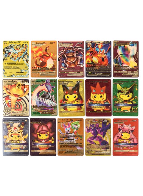 Pokemon Gold color foiled New Design Set (55 pcs Stylish Multi Colour Card Backside), Including Vmax Rares V Series GX EX Rares Charizard Cards | Best Price UAE | Dubai, Abu Dhabi Pokemon Gold color foiled New Design Set (55 pcs Stylish Multi Colour Card Backside), Including Vmax Rares V Series GX EX Rares Charizard Cards | Best Price UAE | Dubai, Abu Dhabi