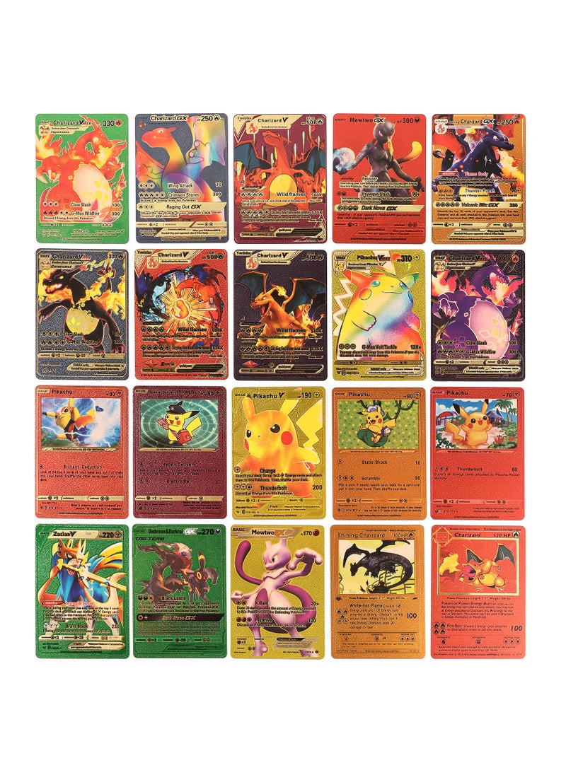 Pokemon - Gold color foiled New Design Set (55 pcs Stylish Multi Colour Card Backside),  Including Vmax Rares V Series GX EX Rares Charizard Cards - Image 1