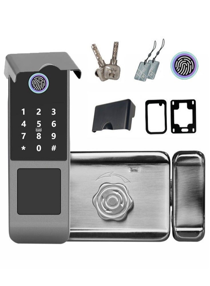 XiuWoo Keyless-Entry Door Lock, Waterproof Smart Fingerprint Door Lock with Code Password/IC Card/Key/Fingerprint, Keypad Deadbolt Lock for Home Bedroom Apartment - Image 1