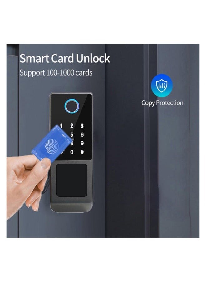 XiuWoo Keyless-Entry Door Lock, Waterproof Smart Fingerprint Door Lock with Code Password/IC Card/Key/Fingerprint, Keypad Deadbolt Lock for Home Bedroom Apartment - Image 2