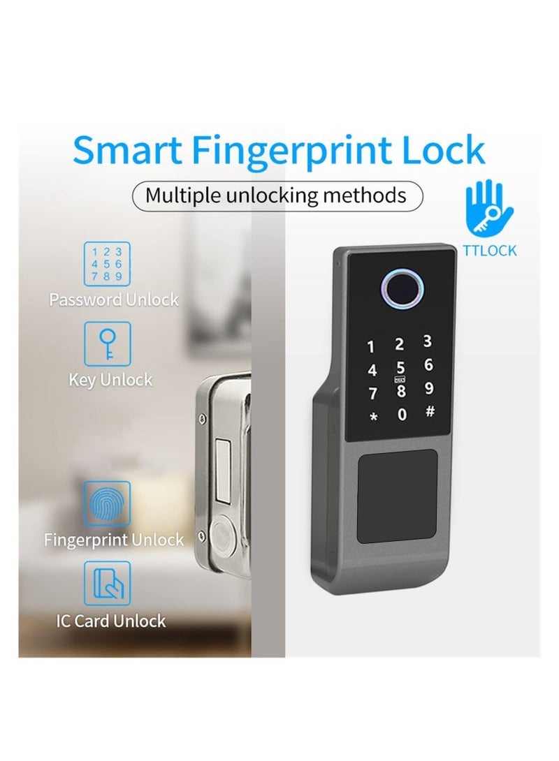 XiuWoo Keyless-Entry Door Lock, Waterproof Smart Fingerprint Door Lock with Code Password/IC Card/Key/Fingerprint, Keypad Deadbolt Lock for Home Bedroom Apartment - Image 3