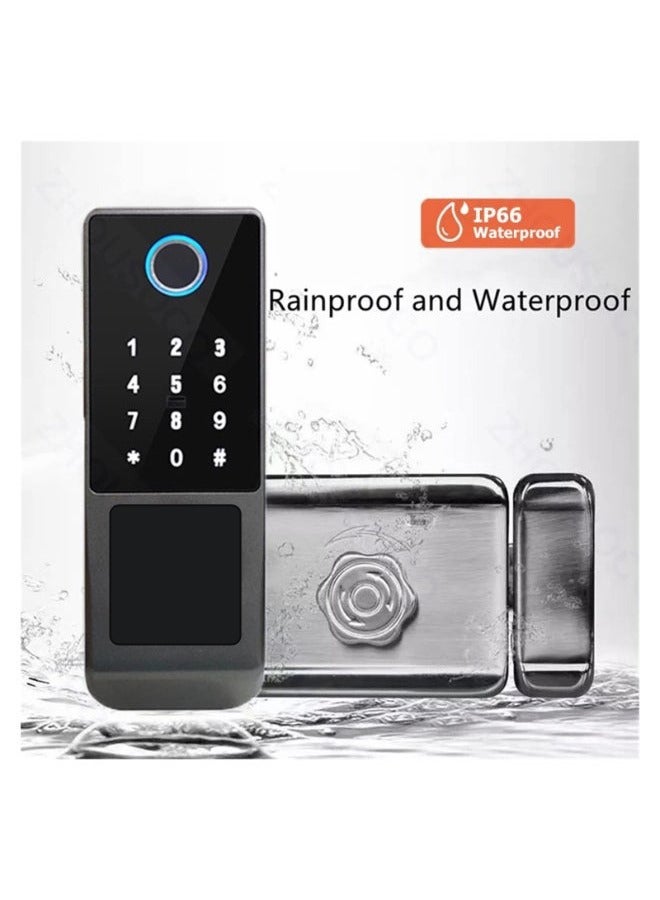 XiuWoo Keyless-Entry Door Lock, Waterproof Smart Fingerprint Door Lock with Code Password/IC Card/Key/Fingerprint, Keypad Deadbolt Lock for Home Bedroom Apartment - Image 4
