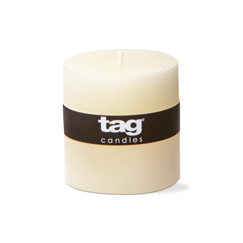 tag Chapel 3X3 Ivory Pillar Paraffin Wax Candle Unscented DripFree Long Burning 32 Hours For Home Decor Wedding Parties Dining Dinner Kitchen Table Tabletop Living Room End Table Decor Decoration 3x3