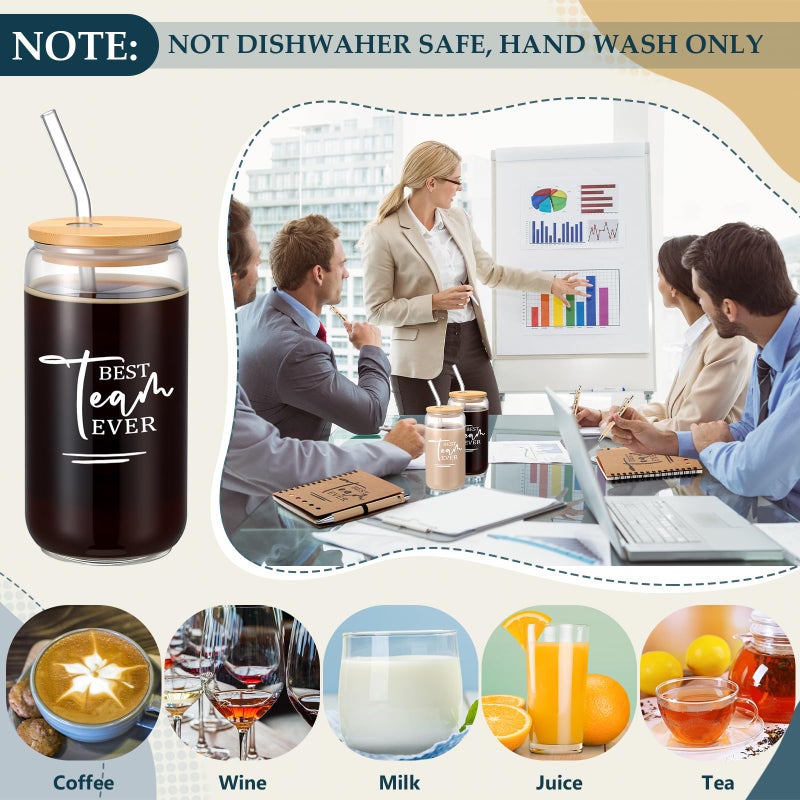 Yeyeplum Employee Appreciation Gifts Bulk Inspirational Glass Cup Makeup Bag Bamboo Pen Inspirational Notebook and Bag for Social Worker Staff Coworker Office Dental Assistant(60 Pcs,Best Team Ever) - Image 5
