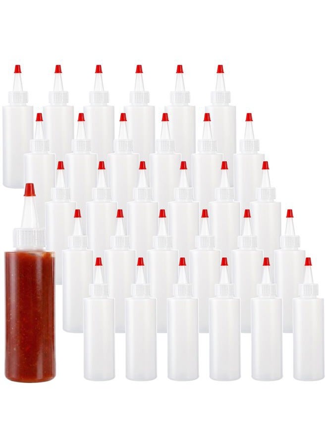 Bekith 30 Pack Small Plastic Squeeze Condiment Bottles with Red Tip Cap, 4 Ounce Squirt Bottle For Ketchup, BBQ, Sauces, Syrup, Condiments, Dressings, Arts and Crafts - Image 1