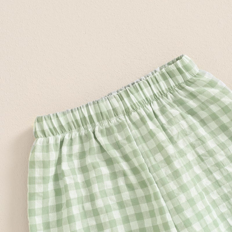 Arvbitana Toddler Checkered Pants Baby Girl Boy Elastic Waist Jogger Pants Kids Casual Plaid Trousers Infant Long Sweatpants (A-Green, 6-12 Months) - Image 4