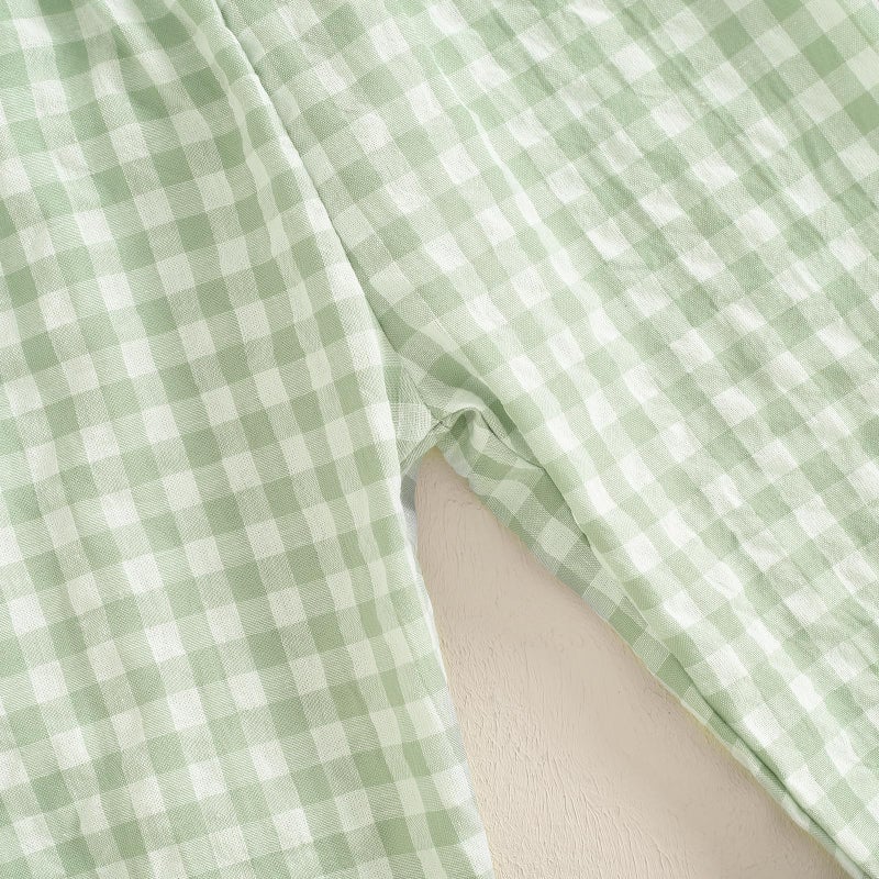 Arvbitana Toddler Checkered Pants Baby Girl Boy Elastic Waist Jogger Pants Kids Casual Plaid Trousers Infant Long Sweatpants (A-Green, 6-12 Months) - Image 5