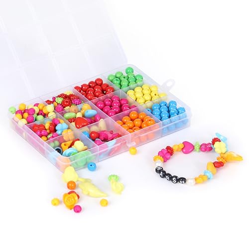 Ambitieux DIY Bracelet Making Kit for Girls – 12 Types Colorful Beads with Charms, Elastic Thread, Earrings, Clasps & Rings – Jewellery Craft Kit for Kids, Birthday Return Gift, Rakhi Special Set for 2 3 4 5 6 7 8 9 10 years (8 mm opaque) - Image 4