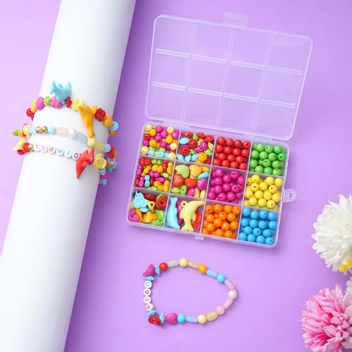 Ambitieux DIY Bracelet Making Kit for Girls – 12 Types Colorful Beads with Charms, Elastic Thread, Earrings, Clasps & Rings – Jewellery Craft Kit for Kids, Birthday Return Gift, Rakhi Special Set for 2 3 4 5 6 7 8 9 10 years (8 mm opaque) - Image 2