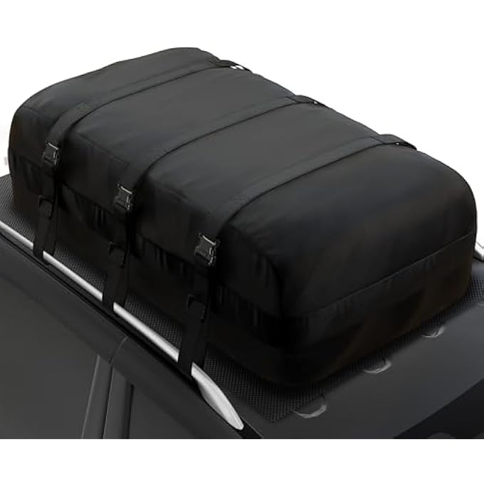 rayihni Roof Rack Cargo Carrier 25.5 Cubic Feet, XL Soft-Shell Rooftop Cargo Box, Waterproof Heavy Duty 1200D for Car with/Without Roof Rack, Includes Anti-Slip Mat, Door Hooks, 60x37x20 inches - Image 1