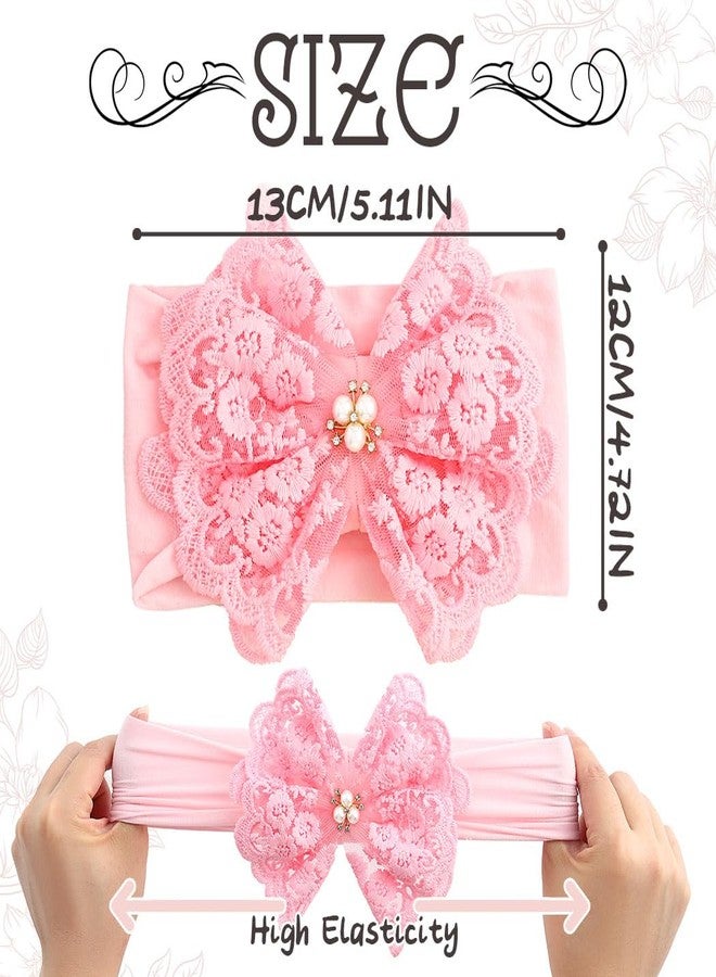 Urieo Baby Girl Lace Headbands Soft Bow Hairbands Hair Accessories for Newborn Infant Toddler Kids - Image 3