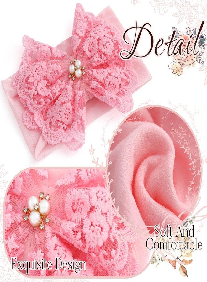 Urieo Baby Girl Lace Headbands Soft Bow Hairbands Hair Accessories for Newborn Infant Toddler Kids - Image 5