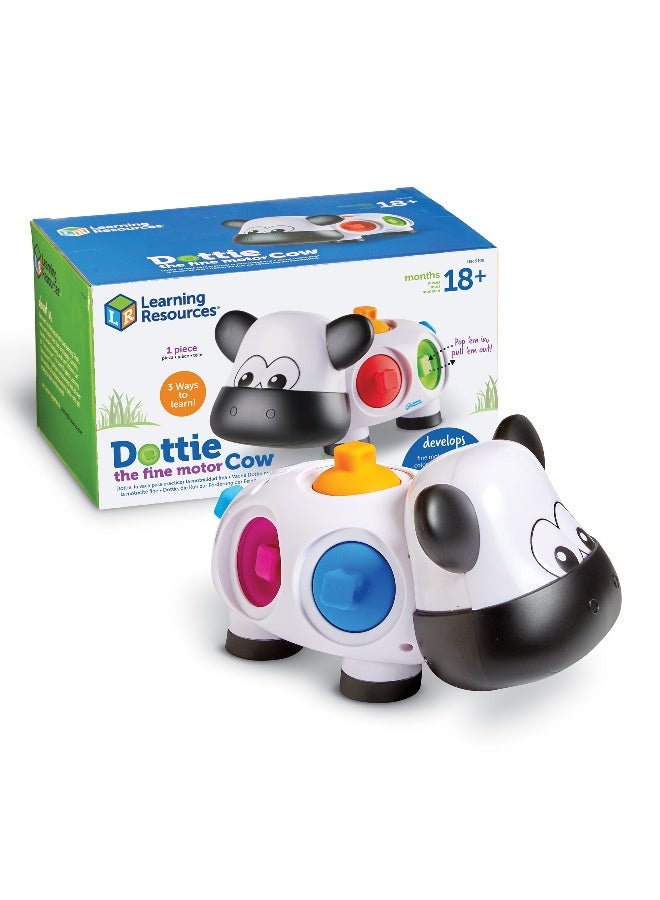 ليرننج ريسورسز موارد التعلم دوتي البقرة ذات المهارات الحركية الدقيقة، لعبة تنمية المهارات الحركية الدقيقة للأطفال الصغار مع نقاط حسية قابلة للتركيب، والتعرف على الألوان، ولعبة فيدجيت للأعمار من 18 شهرًا فما فوق - Image 1