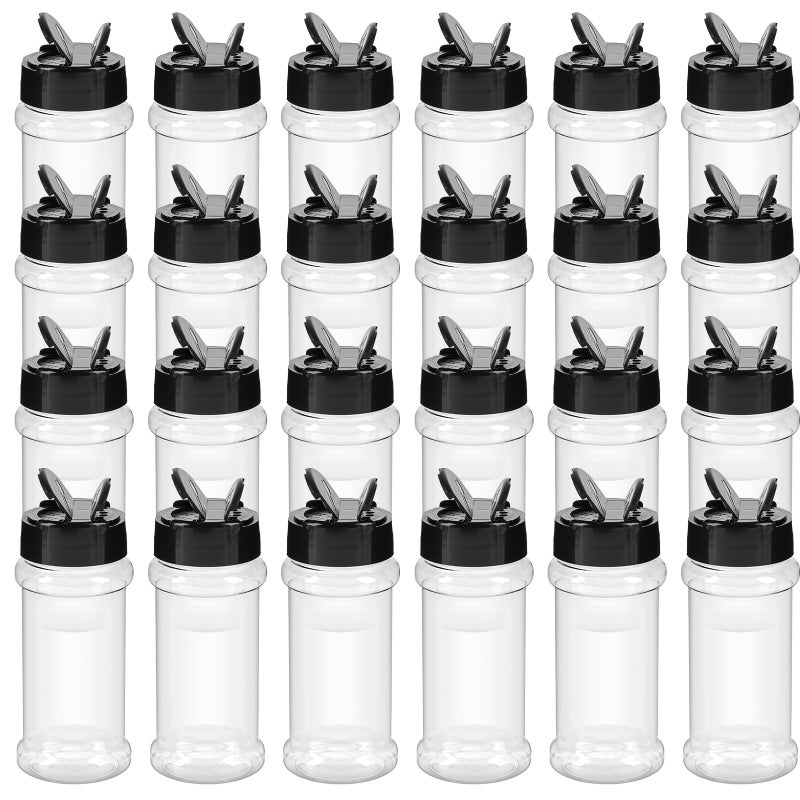 TUZAZO 3 oz Spice Bottles Plastic Seasoning Containers, 24 Pcs Clear Plastic Spice Jars with Shaker Lids and Labels BPA Free Empty for Spice, Herbs, Powders, Glitters - Image 1