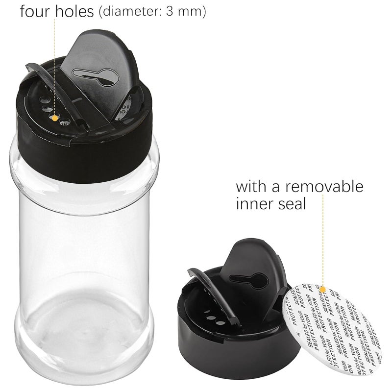 TUZAZO 3 oz Spice Bottles Plastic Seasoning Containers, 24 Pcs Clear Plastic Spice Jars with Shaker Lids and Labels BPA Free Empty for Spice, Herbs, Powders, Glitters - Image 3