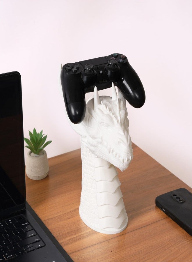 QUANTUM LEGENDS Dragon-Shaped Controller & On Ear Headphone Tabletop Stand - Compatible PS4, PS5, Xbox Controllers & Headsets | Gaming Gear Organizer | Gamer Gift and Collectible (White) - Image 3