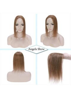 SEGO Hair Toppers for Women Real Human Hair No Bangs 130% Density 10 * 12CM Silk Base 100% Remy Human Hair Clip in Top Wiglet Hair Pieces for Thinning Hair-12 Inch Light Brown  - Image 5