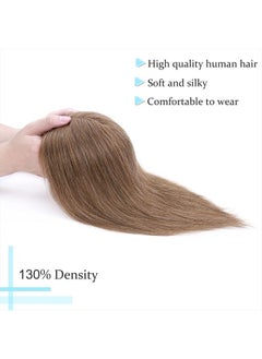 SEGO Hair Toppers for Women Real Human Hair No Bangs 130% Density 10 * 12CM Silk Base 100% Remy Human Hair Clip in Top Wiglet Hair Pieces for Thinning Hair-12 Inch Light Brown  - Image 3
