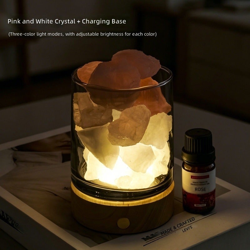 Natural Crystal Aroma Diffuser Night Light - Raw Stone Scented Lamp for Bedroom, Home Decor, Essential Oil Diffuser